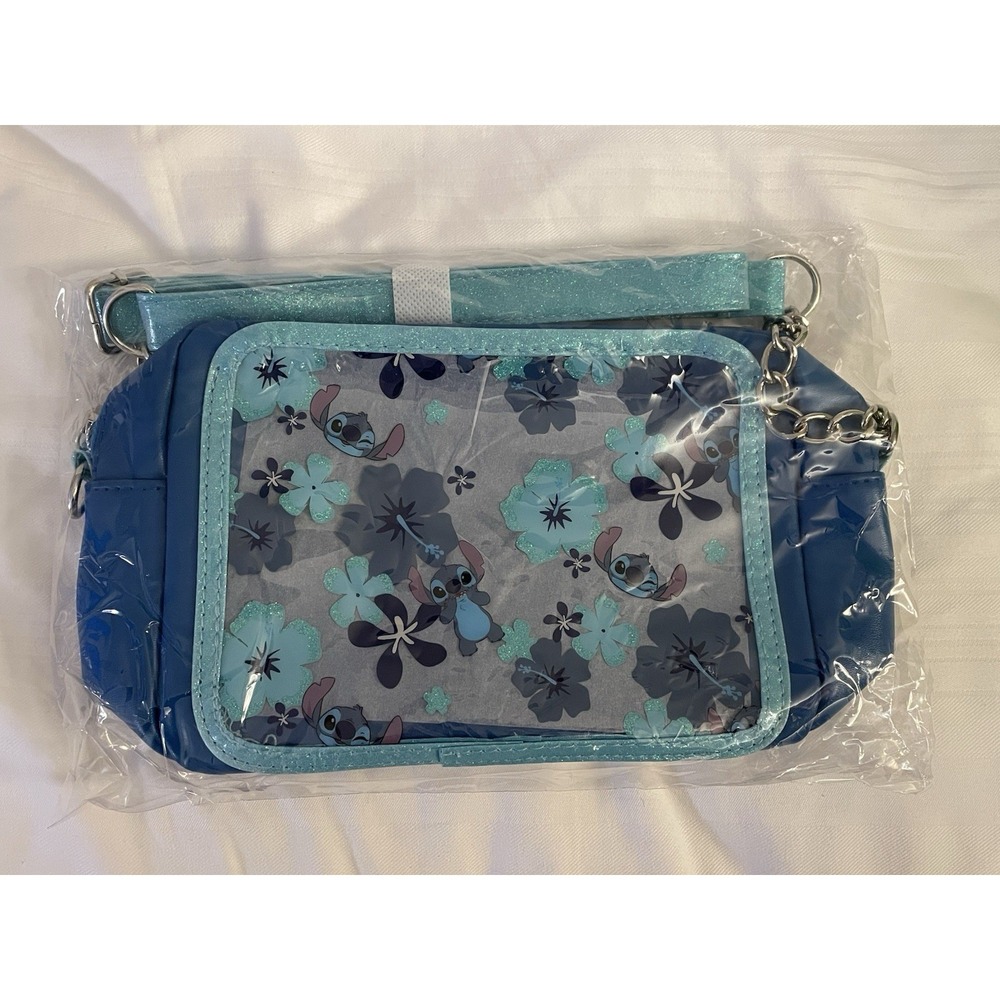 NEW Walt Disney Parks Lilo & Stitch - Stitch w Blue Flowers Crossbody Purse Bag